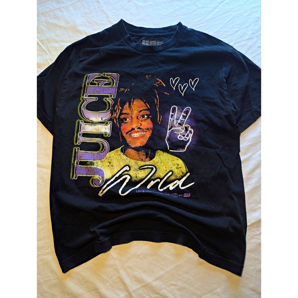 Juice WRLD Black Graphic T-Shirt Rap & Hip Hop Music Tee, Size Medium